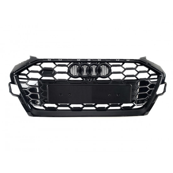 Решітка радіатора на Audi A4 B9 2019- стиль S4 чорний глянець A4-S202