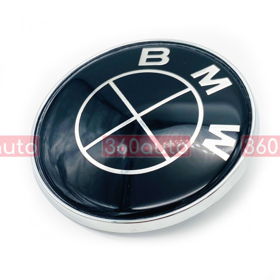 Эмблема на крышку багажника BMW черная 74мм