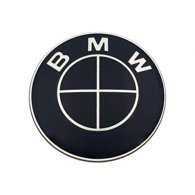 Автологотип шильдик эмблема BMW черная 74мм