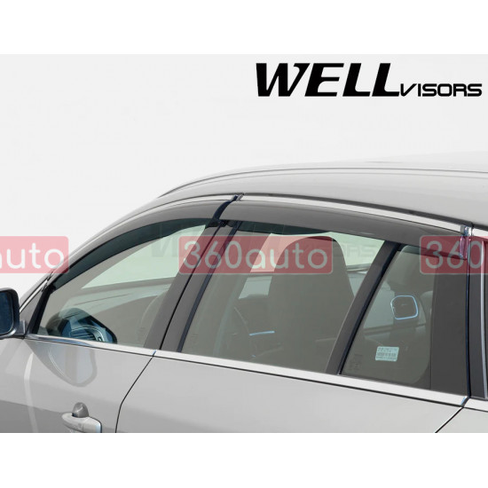 Дефлектори вікон на Volvo V60 2015-2018 з хром молдингом WELLvisors 3-847VO004