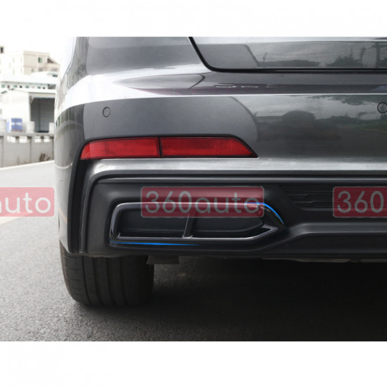 Накладки на задний бампер Audi A6 C8 2018- Sedan Dynamic Черный глянец