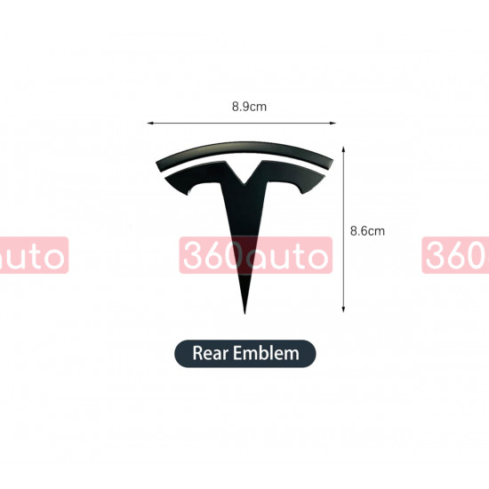 Автологотип шильдик емблема Tesla Model Y, Model 3 Performance Black Mat на кришку багажника