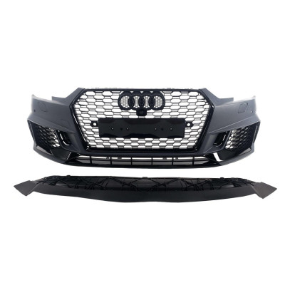 Передній бампер на Audi A4 B9 2015-2019 стиль RS4 чорний