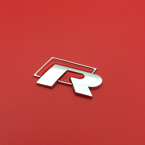 Автологотип шильдик емблема напис VW Volkswagen R-line червоний хром