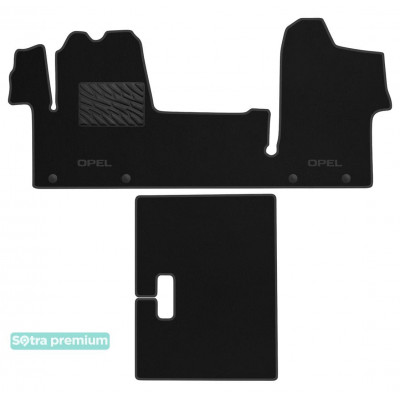 Двухслойные коврики Sotra Premium Black для Opel Movano (mkII)(B)(1+1 с проходом к спальному месту)(1 ряд) 2010→ (ST 91015-CH-Black)