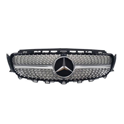 Решетка радиатора на Mercedes E-Class W213 2016-2020 год Diamond Silver ( под камеру )