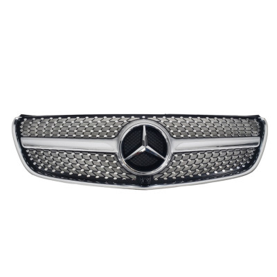 Решетка радиатора на Mercedes V-Class W447 2014-2019 года Silver ( Diamond ) без камеры