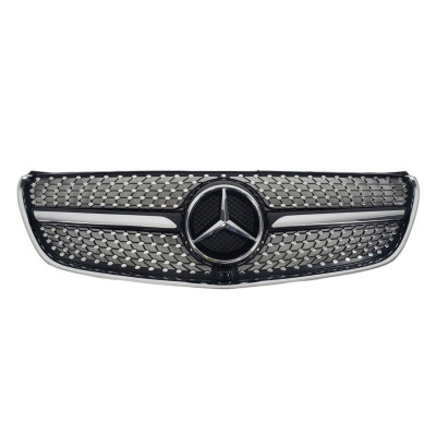 Решітка радіатора на Mercedes V-Class W447 2014-2019 Diamond Black під камеру