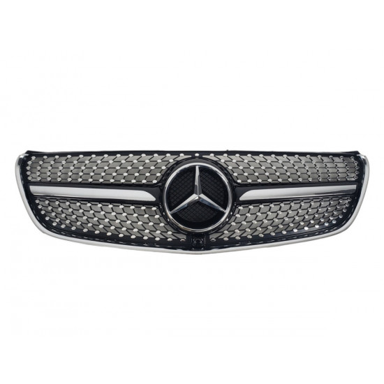Решетка радиатора на Mercedes V-Class W447 2014-2019 Diamond Black под камеру