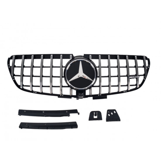 Решетка радиатора на Mercedes V-Class W447 2020-2023 года Chrome Black ( GT Panamericana )