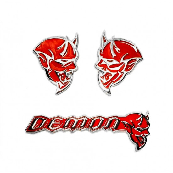 Автологотип шильдик эмблема Dodge SRT Demon Pack Red Chrome Emblems