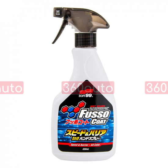 Захисний агент Soft99 Fusso Coat Speed & Barrier Hand Spray 500 мл для відновлення блиску та гідрофобу