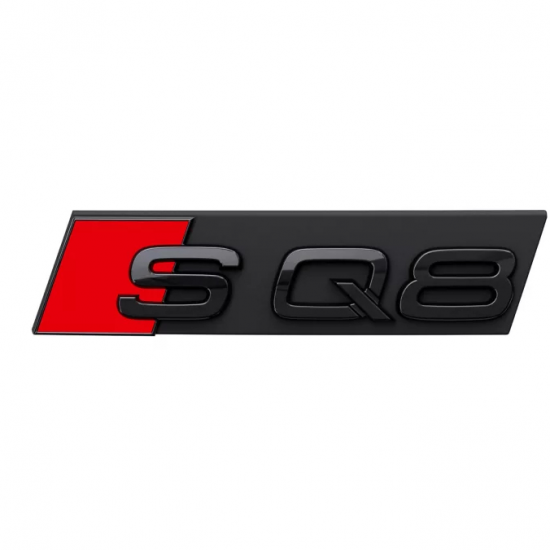 Автологотип шильдик эмблема надпись Audi SQ8 в решетку радиатора черная