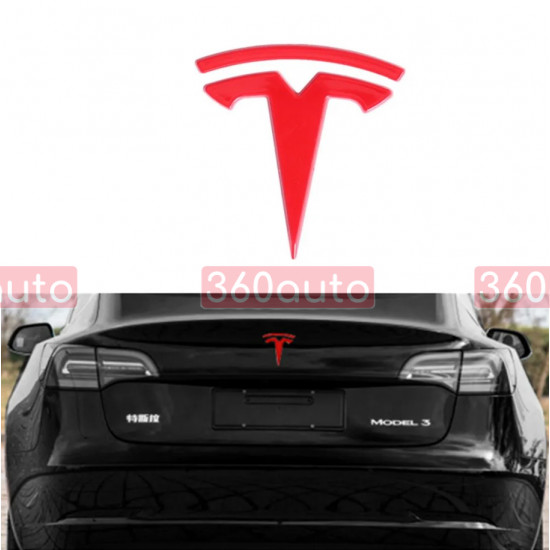 Автологотип шильдик емблема Tesla Model Y, Model 3 Red на кришку багажника