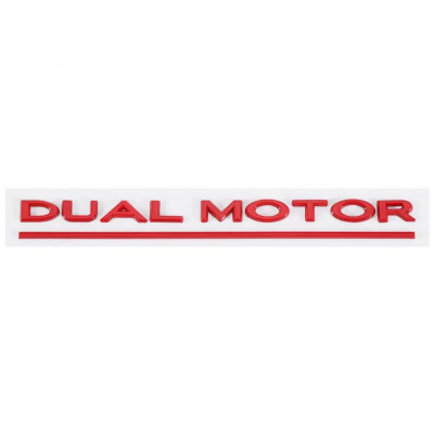Автологотип емблема напис Tesla Dual Motor Red