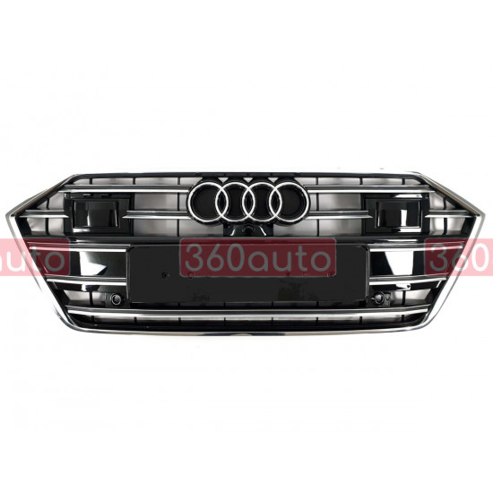 Решетка радиатора в стиле S на Audi A7 C8 ( 4K ) 2017-2022 года ( Черная с хромом под радары )