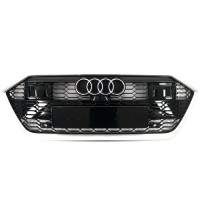 Решетка радиатора в стиле RS на Audi A7 C8 ( 4K ) 2017-2022 года ( Черная с серым под радары )