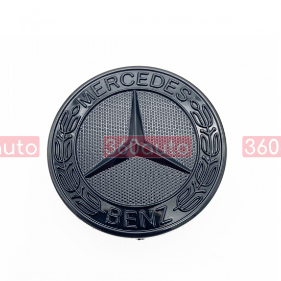 Автологотип эмблема на капот Mercedes черный глянец 57мм A2048170616