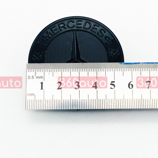 Автологотип емблема на капот Mercedes чорний глянець A0008171701 57мм