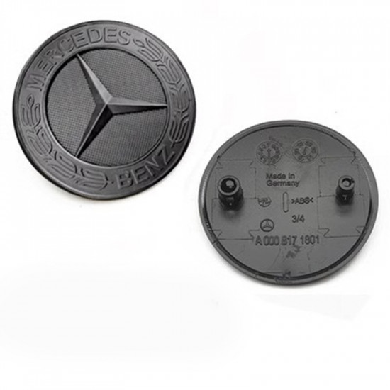 Автологотип емблема на капот Mercedes чорний глянець A0008171801 57мм