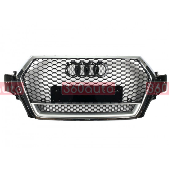 Решетка радиатора на Audi Q7 4M 2015-2020 год ( стиль RSQ7 quattro Chrome Black )