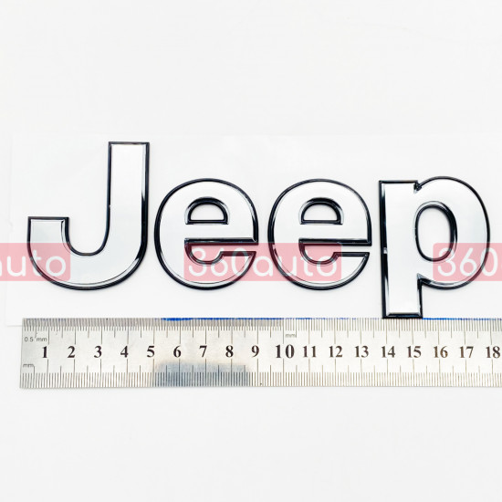 Автологотип шильдик емблема напис Jeep chrome з чорною окантовкою