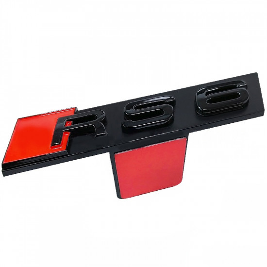 Автологотип шильдик эмблема надпись Audi RS6 в решетку радиатора черная на платформе