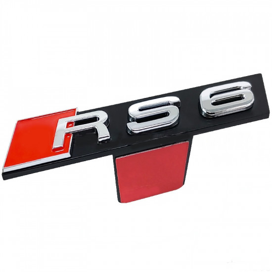 Автологотип шильдик эмблема надпись Audi RS6 в решетку радиатора хром на платформі