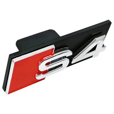 Автологотип шильдик эмблема надпись Audi S4 в решетку радиатора хром на платформе