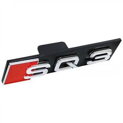 Автологотип шильдик эмблема надпись Audi SQ3 в решетку радиатора хром на платформе