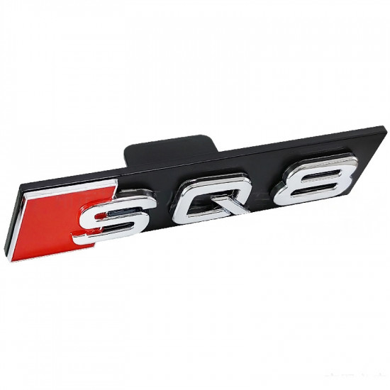 Автологотип шильдик емблема напис Audi SQ8 в решітку радіатора хром на платформі