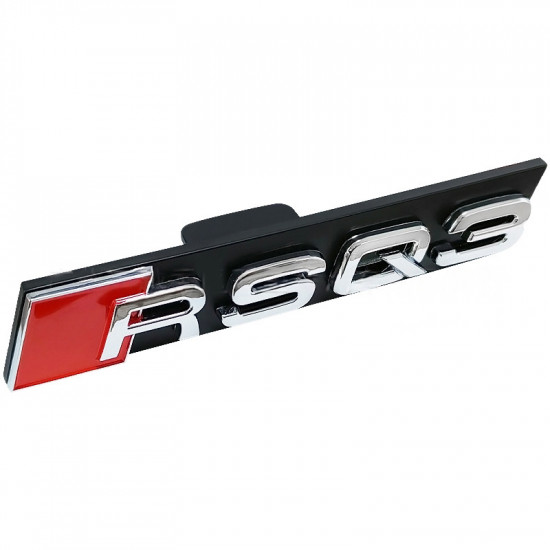 Автологотип шильдик емблема напис Audi RSQ3 в решітку радіатора хром на платформі