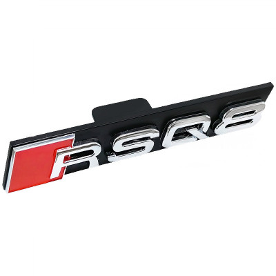 Автологотип шильдик емблема напис Audi RSQ8 в решітку радіатора хром на платформі