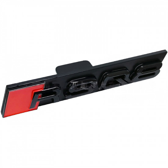 Автологотип шильдик емблема напис Audi RSQ8 в решітку радіатора чорна на платформі