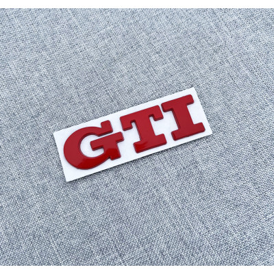 Автологотип шильдик емблема напис Volkswagen GTI на кришку багажника червоний