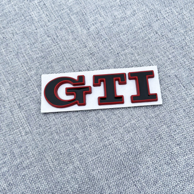 Автологотип шильдик емблема напис Volkswagen GTI на кришку багажника чорний червоний