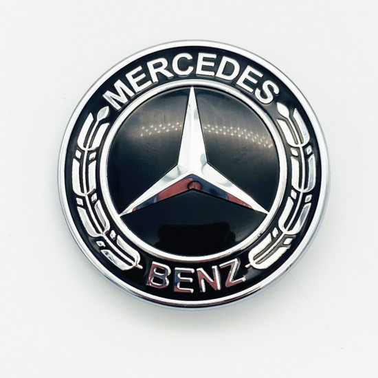 Автологотип емблема на капот Mercedes chrom black A0008171701 57мм