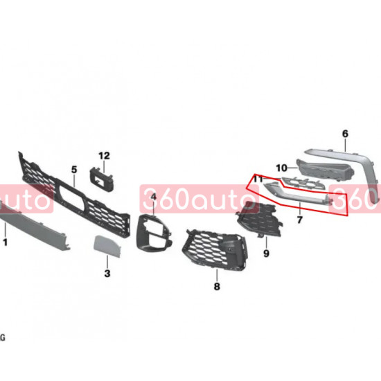 Накладка переднього бампера для BMW X6 G06 2019-2021 М-paket оригінал 51118092239