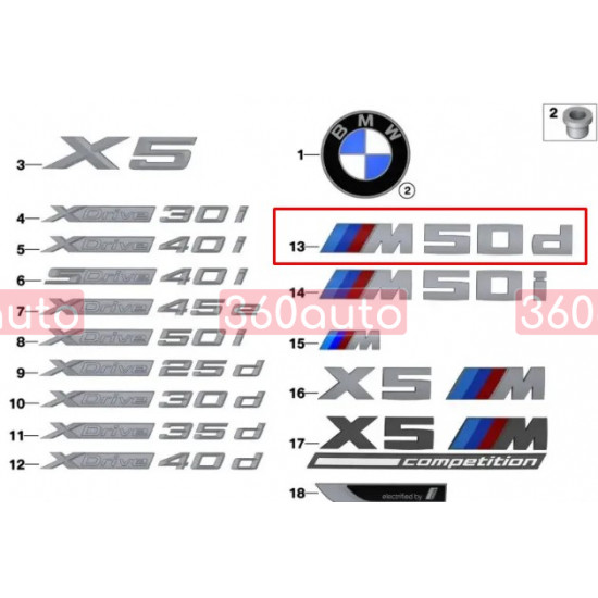 Емблема напис M50D оригінал BMW 51148092662