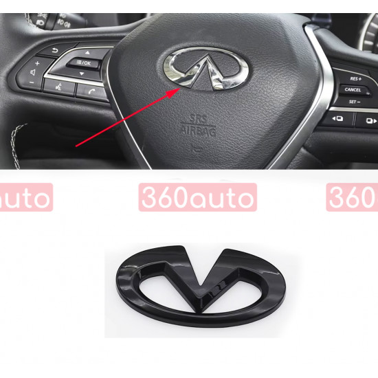 Значок рамка эмблема на руль Infiniti Black 63х33мм