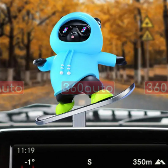 Іграшка ковзаюча панда Skateboard Bear Car на панель авто блакитний