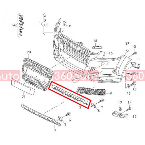 Решітка переднього бампера на Audi Q7 2010-2015 S-Line нижня оригінал 4L0807683E01C