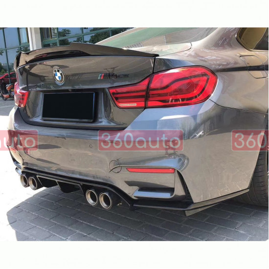 Диффузор заднего бампера на BMW M3 F80, M4 F82 2012-2018 Черный глянец