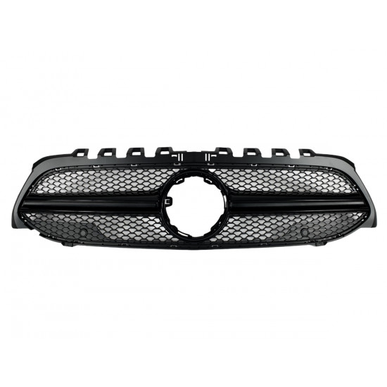 Решетка радиатора Full Black (без места под камеру) AMG на Mercedes A-Class W177 2018-2022
