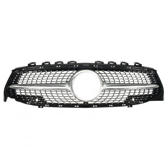 Решетка радиатора Silver (без места под камеру) Diamond на Mercedes CLA-Class C118 2019-2022