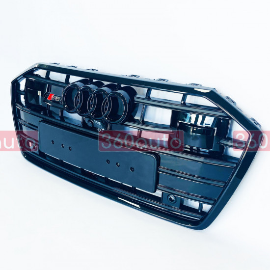 Решітка радіатора на Audi A6 C8 2018-2023 стиль S6 Black под камеру и радары