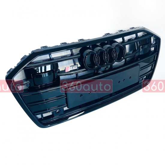Решітка радіатора на Audi A6 C8 2018-2023 стиль S6 Black под камеру и радары