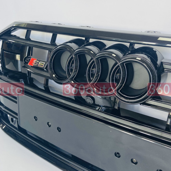 Решітка радіатора на Audi A6 C8 2018-2023 стиль S6 Black под камеру и радары