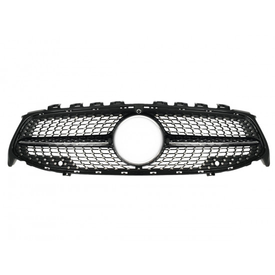 Решетка радиатора Black (с местом под камеру) Diamond на Mercedes CLA-Class C118 2019-2022