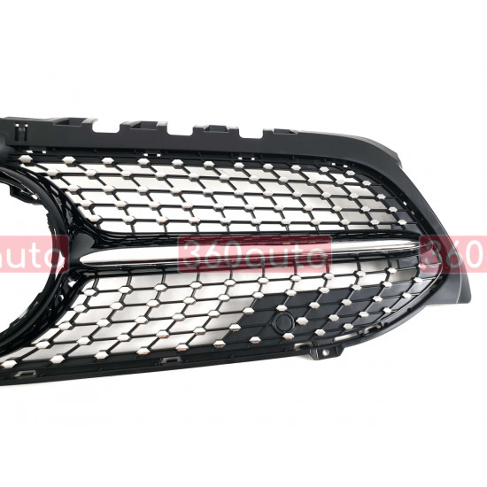 Решетка радиатора Black (с местом под камеру) Diamond на Mercedes A-Class W177 2018-2022